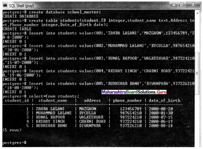 Maharashtra-Board-Class-11-Information-Technology-Practicals-Skill-Set-6-DBMS-PostgreSQL-SOP-2
